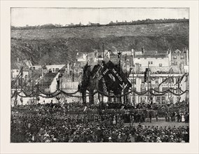 UNVEILING QUEEN VICTORIA'S STATUE IN JERSEY: THE UNVEILING CEREMONY, 1890 engraving