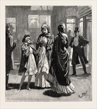 AT THE RAILWAY STATION: THE THEATRE TRAIN, 1890 engraving