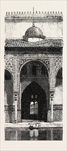 THE BURNING OF THE ALHAMBRA AT GRANADA: ENTRANCE TO THE HALL OF AMBASSADORS, ANDALUSIA, SPAIN, 1890