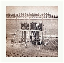 American Civil War: Execution of the conspirators. The arrival on the scaffold. July 7, 1865.