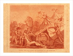 Print shows the death of balloonists Jean-FranÃ§ois Pilatre de Rozier and Jules Romain when their
