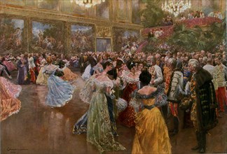 The emperor Franz Josef at the ball in the Redoutensaale of the Hofburg in Vienna  by Wilhelm