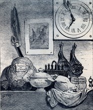 Food shop in 19th century France, oysters of Saint Malo, liszt gourmet archive, food and drink