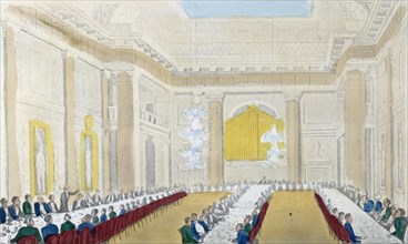 Dr. Syntax at free mason's hall, London, UK, which has a masonic meeting place since 1775, drawn by