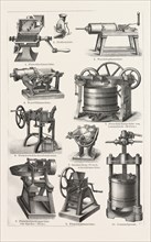 Machines to prepare meat, around 1890, 19th century, liszt gourmet archive, machine to fill the