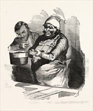 The cook and his pan, by Bertall, 1820-1882, Paris, Soyons, France, Europe, 19th century. According