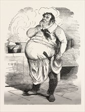 French cook thinking about a new sauce by Bertall, 1820-1882, Paris, Soyons, France, Europe, 19th