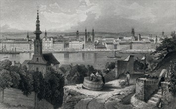 Budapest, Pest, Buda, Raitzenstadt, Taban, Hungary, 19th century. Art work by Ludwig Rohbock, 1820,