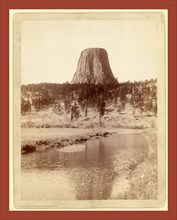 Devil's Tower. With water scene from east side, 1200 high, 800 diameter. Description furnished