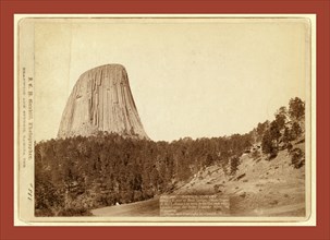 Devil's Tower. Devil's Tower or Bear Lodge. (Mato [i.e. Mateo] Tepee of the Indians), as seen from