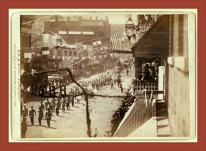People of Deadwood celebrating completion of a stretch of railroad, John C. H. Grabill was an