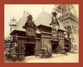 Pavilion of Nicaragua and base of the Eiffel Tower, Paris Exposition, 1889