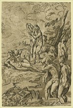 Nymphs bathing / AA [monogram of Andrea Andreani], between 1500 and 1530, printed 1605. Carpi, Ugo