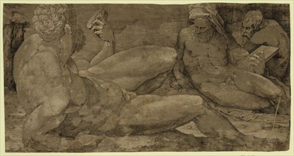 Three male figures, between 1500 and 1550, Beccafumi, Domenico, 1486-1551