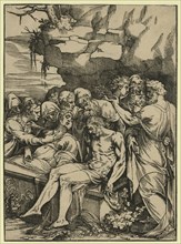 The entombment, Andreani, Andrea, approximately 1560-1623, Date Created 1585, chiaroscuro woodcut,