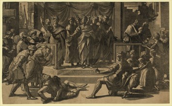 The death of Ananias, between 1515 and 1535, Carpi, Ugo da, 1480-approximately 1532