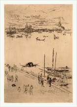 Upright Venice,Bird's eye view of harbor by James McNeill Whistler, 1834 1903, Italy