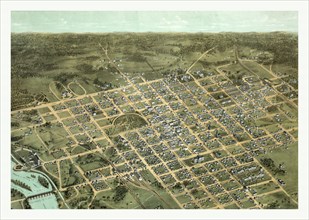 Bird's eye view of the city of Columbia, South Carolina,  C. Drie. circa 1872, US, USA, America
