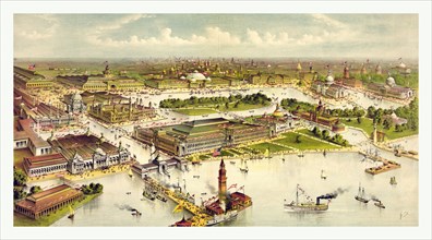 Grand birds eye view of the grounds and buildings of the great Columbian exposition at Chicago,