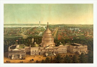 View of Washington City by E. Sachse & Co., circa 1869, US, USA, America