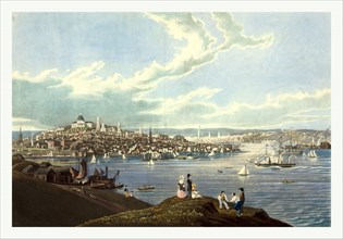 View of the city of Boston from Dorchester heights by Robert Havell, 1793  1878, US, USA, America