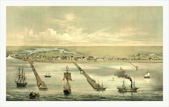View of Indianola taken from the bay, on the Royal Yard, on board the barque Texana, Sept. 1860