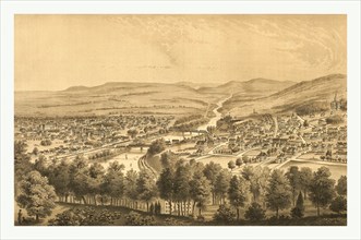 Bethlehem and South Bethlehem, Pa. Looking north east by G.A. Rudd, N.Y. 1877., US, USA, America