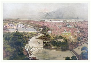 Birds eye view of Philadelphia & centennial grounds by John Bachmann,circa 1875, US, USA, America