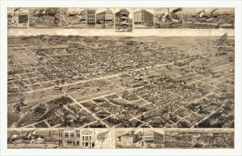 bird's-eye view of Birmingham, Alabama, fourteen views of industrial buildings, map, and bird's eye