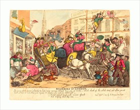 Thomas Rowlandson (British, 1756  1827 ), Miseries of London, published 1807, hand colored etching