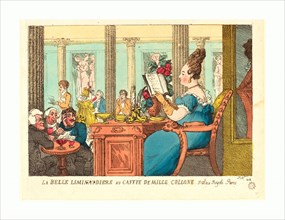 Thomas Rowlandson (British, 1756  1827 ), La Belle Liminaudiere au Cafe des Mille Colonnes, Palais