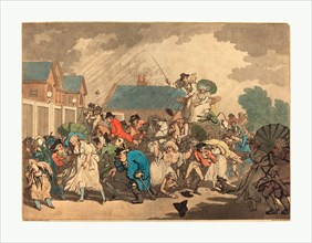 Thomas Rowlandson (British, 1756  1827 ), A Squall in Hyde Park, 1791, hand colored etching and