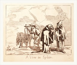 A view in Spain, Price G.P., England, between 1800 and 1850?, animals dressed as Spanish monks and