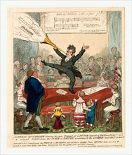 A German mountebank blowing his own trumpet at a Dutch concert of 500 piano fortes, Cruikshank,
