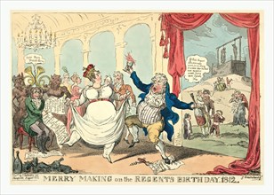 Merry making on the regents birth day, 1812, Cruikshank, George, 1792-1878, etcher, 1812, George,