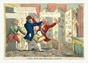 The royal milling match, Caricature showing Lord Yarmouth hitting the Prince Regent in the eye, as