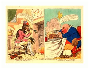 French liberty  British slavery, Gillray, James, 1756-1815, engraving 1792, A design in two