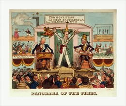 Panorama of the times, [1821?], a man, the celebrated juggler, standing on a stage greeting the