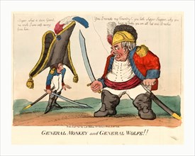 General Monkey and General Wolfe, Holland, William, active 1782-1817, engraving 1803, Napoleon I,