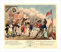 A return from an invasion, or, Napoleon at a nonplus, engraving 1803, Napoleon I coming ashore at
