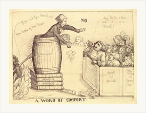 A word of comfort, Dent, William, active 1783-1793, en sanguine engraving 1790, a British satire on
