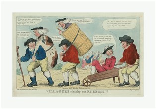 Villagers clearing out rubbish!!! engrav'd by Hixon, London, engraving 1800, three villagers