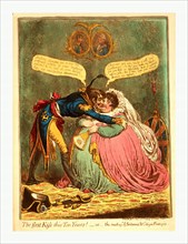 The first Kiss this Ten Years! - or - the meeting of Britannia & Citizen Francois, Gillray, James,