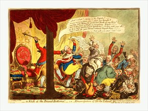 A Kick at the Broad Bottoms! i.e. Emancipation of All the Talents, Gillray, James, 1756-1815,