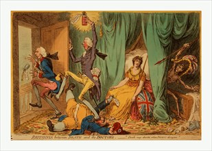 Britannia between death and the doctor's, Gillray, James, 1756-1815, artist, [London], 1804, a