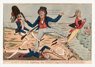 John Bull fighting the French single handed, P.F.L.B. fecit., [England : Publisher not named,