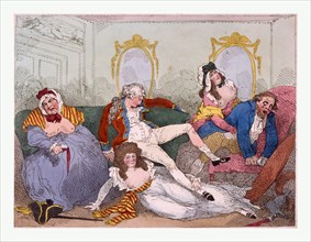 Prodigal son, scene in a bordello where the Prince of Wales lounges on a sofa next to a large,