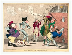 A convention of the not-ables, engraving 1787, Lord North, Edmund Burke, Charles Fox, the Prince of