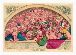 Pidgeon hole. A Convent [sic] Garden contrivance to coop up the gods, Rowlandson, Thomas,