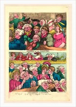 Comedy in the country. Tragedy in London, Rowlandson, Thomas, 1756-1827, engraving 1807, two